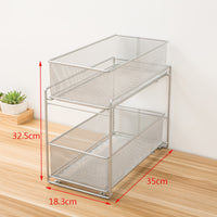 Iron Art Double-Layer Pull-Out Kitchen Spice Rack Bathroom Shelf Cabinet Basket Refrigerator Storage Organizer