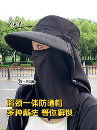 UV Protection Sun Hat with Neck Flap and Face Mask for Summer Outdoor Activities