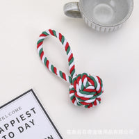 Christmas Pet Cotton Rope Chew Toy for Dogs, Teeth Cleaning Knot Toy