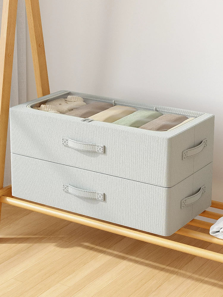 Under-Bed Drawer Storage Box with Clear Window, Thick Fabric Organizer for Clothes