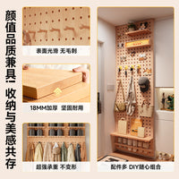 Solid Wood Pegboard Wall Organizer Shelf Entryway Decor Storage Rack Accessories
