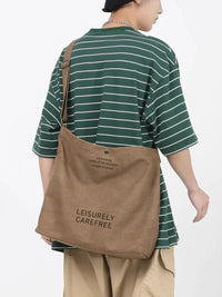 Men's Canvas Messenger Bag Large Capacity Shoulder Handbag for Commute and College