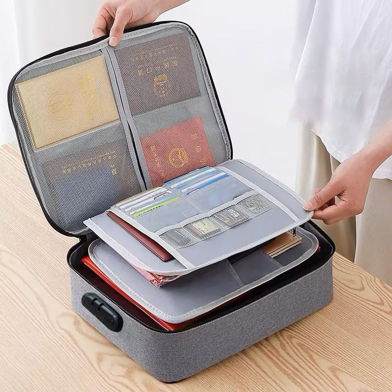 Multi-layer Travel Document Organizer Bag with Lock