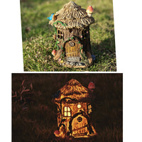Solar Powered Resin Outdoor Garden House Ornament Landscape Night Light