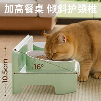 Elevated Pet Feeding Bowl for Cats and Small Dogs, Tilted Neck Protection Food and Water Dish, Non-Slip Design