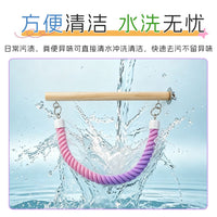 Reptile Wood Perch Swing with Cotton Rope Hammock for Terrarium Decor