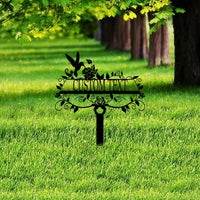 Minimalist Hummingbird Metal Garden Sign Stake, Decorative Hollow Line Art