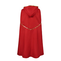 Medieval Gold Trim Hooded Cloak for Halloween Cosplay