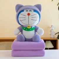 Plush Animal Doll with Integrated Blanket, Office Nap Air Conditioning Quilt, Stuffed Toy Gift