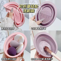 Foldable Silicone Makeup Brush Cleaning Bowl with Drying Net or Cleanser