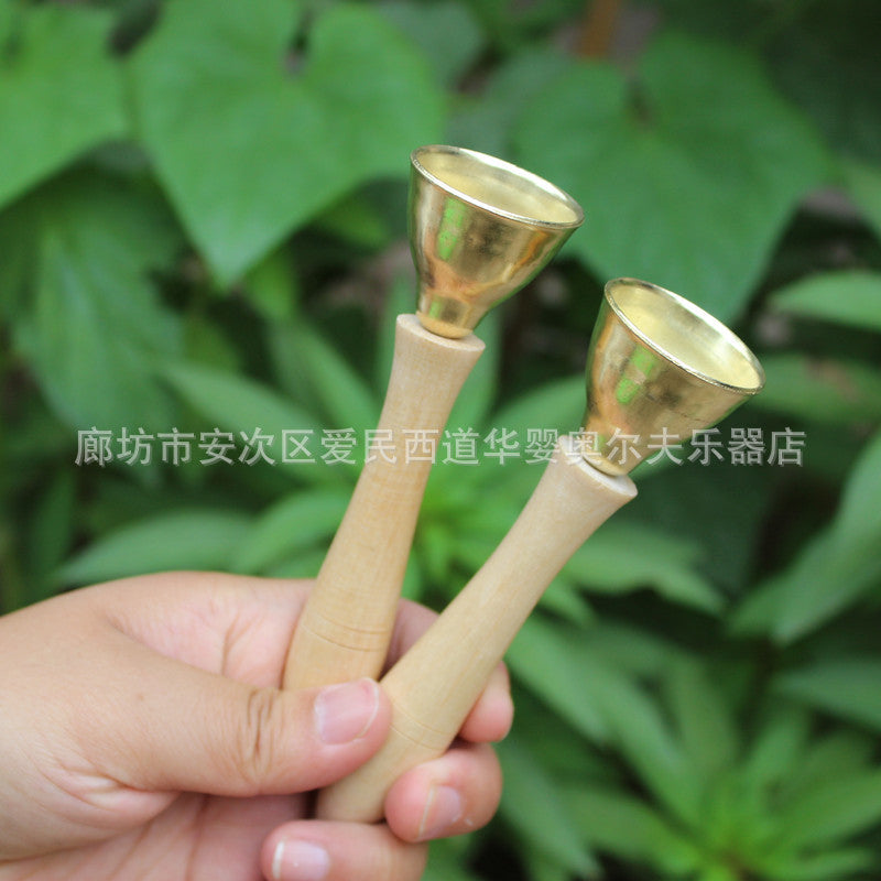 Orff Percussion Instrument Wooden Handle Touch Bell for Early Childhood Education