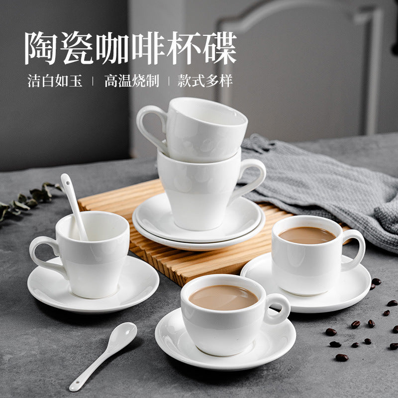 European Style Ceramic Coffee Cup and Saucer Set for Espresso, Tea, and Milk