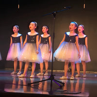 Girls' Choral Performance Dress with Pearl Headband for School Stage & Dance