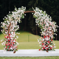Wooden Half-Round Wedding Arch for Outdoor Ceremonies and Photography Backdrops