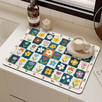 Diatomaceous Earth Kitchen Countertop Drying Mat, Super Absorbent, Quick Dry, Non-Slip, Heat Resistant
