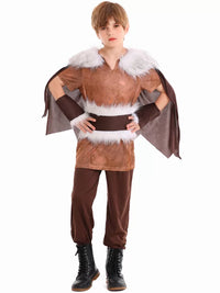 Kids Viking Warrior Halloween Cosplay Costume Set for Stage Performance