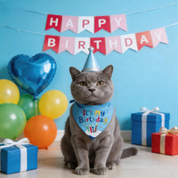 Pet Birthday Party Set for Cats and Dogs, 15-Piece Hat and Bandana Kit