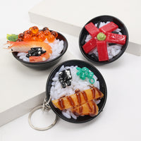 Miniature Japanese Food Bowl Keychain - Realistic PVC Simulation Rice Dishes