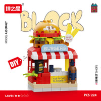 Mini Street View Building Blocks Cafe Flower Ice Cream Shop Model Educational Toy