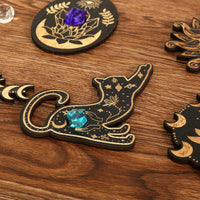 Wooden Display Stand for Crystal Balls and Figurines, Cartoon Animal Energy Stone Base Ornament