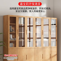Pine Wood Display Cabinet with Glass Doors, Multi-functional Storage Bookcase for Home Office and Kids' Room