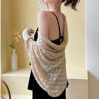 Women's Pineapple Knit Hollow Out Shawl Sun Protection Arm Sleeves Thin Breathable Neck Guard Vest