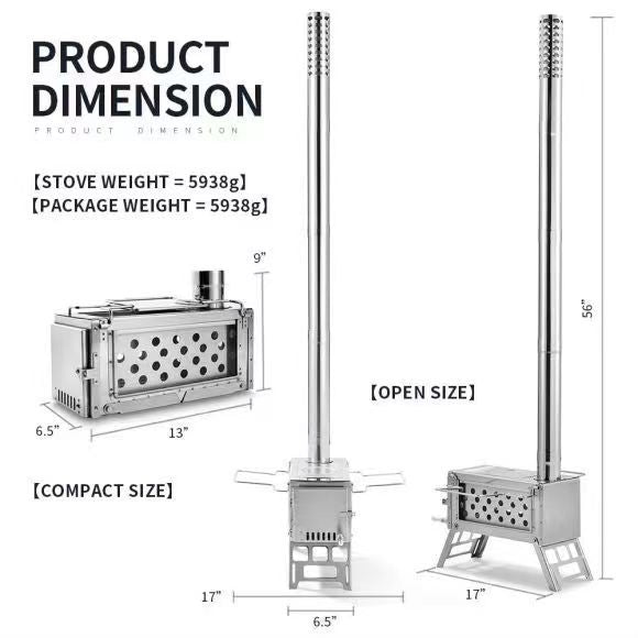 Portable Wood Burning Stove for Outdoor Camping, Picnics, BBQ, Tent Heating, Cooking, and Tea Making