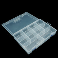 10-Compartment Detachable Clear Plastic Storage Box for Jewelry, Stationery, Fishing Gear, Hardware, Cards, and Blocks
