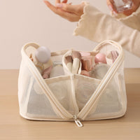 Women's Portable Large Opening Mesh Breathable Travel Cosmetic Bag