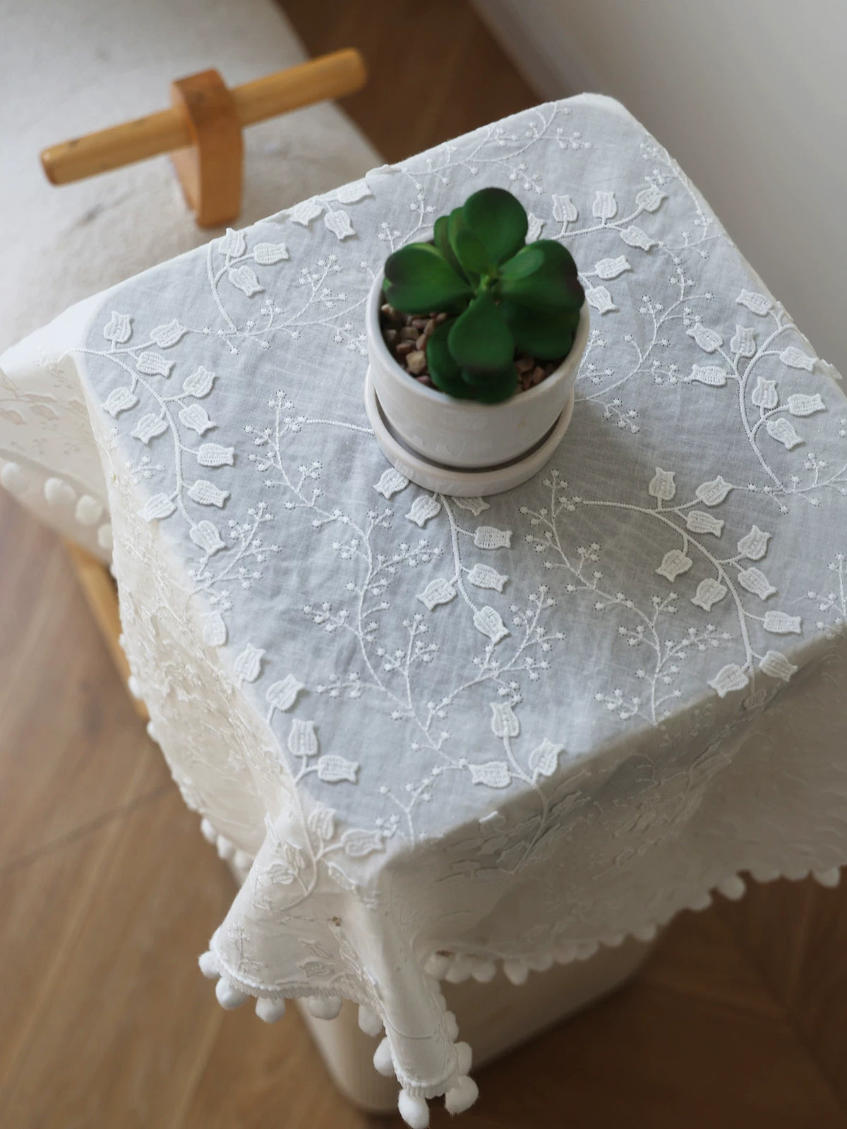 French Pastoral Embroidered Cotton Dust Cover for Appliances and Furniture