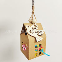 Parrot Chew Toy House with DIY Kraft Paper Hanging Ornament for Christmas