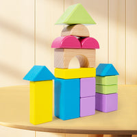 Wooden Large Particle Building Blocks for Toddlers, Educational Beechwood Toy for 1-3 Year Olds