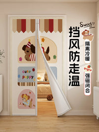 Magnetic Thermal Insulated Door Curtain with Hook & Loop Fastener for Privacy and Draft Control