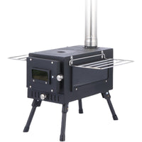 Portable Outdoor Tent Wood Stove with Large Viewing Window for Camping Heating