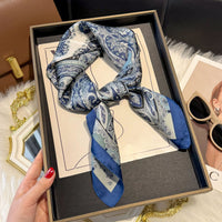 70cm French Elegant Paisley Print Square Scarf for Women, Headscarf and Neckerchief