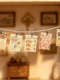 Miniature Dollhouse Wall Decor Cards with Clips and Rope for Dollhouse Scenes