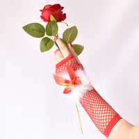 Christmas Fishnet Bell Gloves Mid-Length for Lingerie Outfits