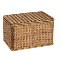 Woven Rattan-Style Storage Box with Lid for Clothes and Home Organization