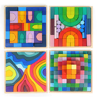 German Beechwood Pyramid Rainbow Stacking Blocks for Kids, Early Education Building Toy