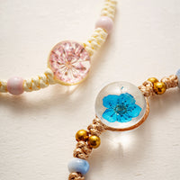 Ceramic Peach Blossom Narcissus Dried Flower Glass Ball Bracelet for Women
