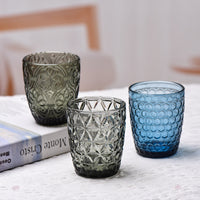 Colored Glass Tumbler Set - Lowball Drinking Glasses for Water, Juice, and Cocktails