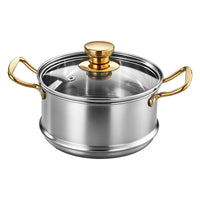 Stainless Steel Individual Hot Pot for Induction Cooktops, Stackable Shabu-Shabu Pot