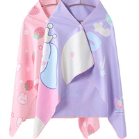 Kids Hooded Beach Towel Poncho with Snap Buttons - Quick Dry Absorbent Swim Robe for Boys & Girls