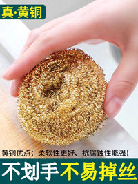 Brass Wire Scrubber for Kitchen Cleaning, Non-Shedding Pot and Dish Scrubber
