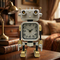Retro Steampunk Robot Quartz Desk Clock Metal Ornament