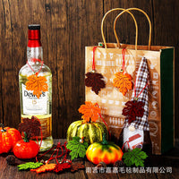 Autumn Felt Maple Leaf Hanging Ornaments with Bells for Thanksgiving Party Decor