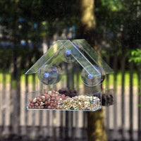 Acrylic House-Shaped Transparent Window Bird Feeder for Balcony