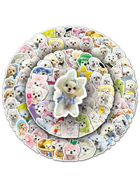 100 Pcs Maltese Dog Cartoon Stickers for Scrapbooking, Guitars, Helmets, Skateboards, Luggage, and Power Banks