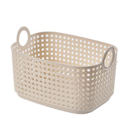 Bamboo Weave Style Storage Basket with Handles for Bedroom, Bathroom, and Snacks