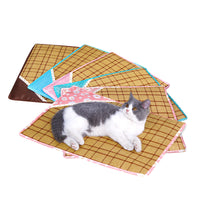Summer Pet Cooling Mat for Cats and Dogs - Breathable Rattan and Ice Silk Double-Sided Sleeping Pad